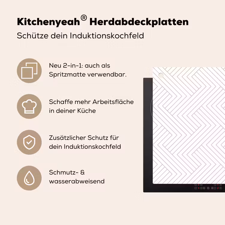 Grafisch - Patroon - Modern Inductie beschemer met haakjes klein 777 -ky-usp-de