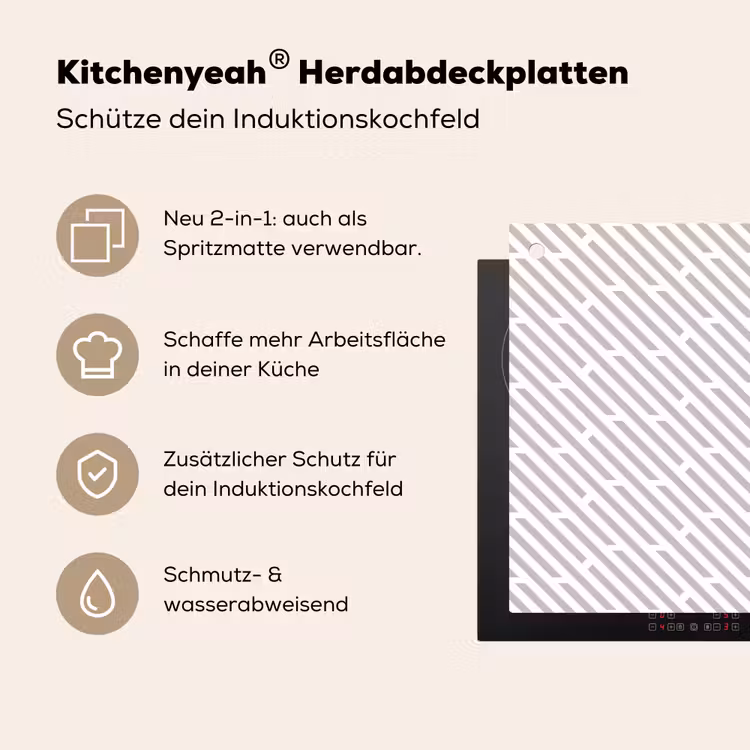 Grafisch - Patroon - Modern Inductie beschemer met haakjes klein 777 -ky-usp-de