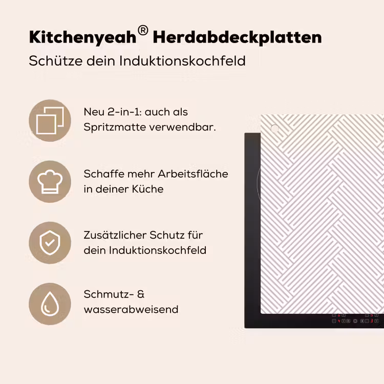 Grafisch - Patroon - Modern Inductie beschemer met haakjes klein 777 -ky-usp-de