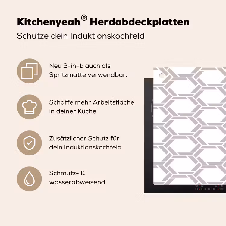 Grafisch - Patroon - Modern Inductie beschemer met haakjes klein 777 -ky-usp-de