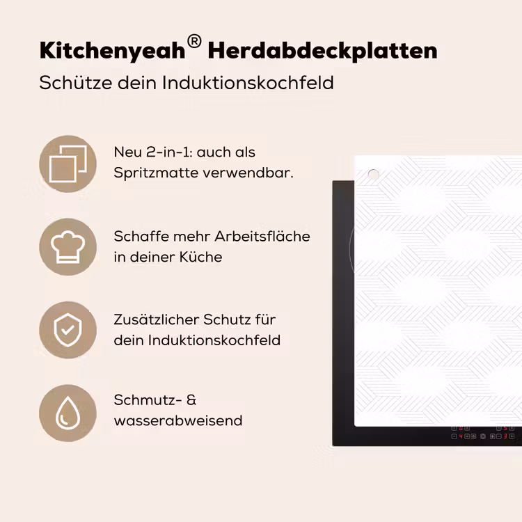 Grafisch - Patroon - Modern Inductie beschemer met haakjes klein 777 -ky-usp-de