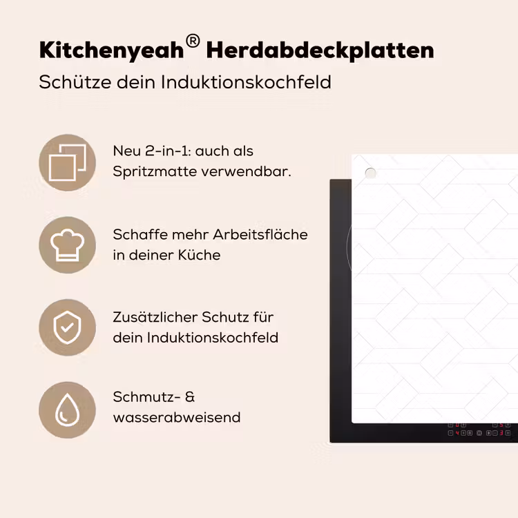Grafisch - Patroon - Modern - Fijnstijl Inductie beschemer met haakjes klein 777 -ky-usp-de