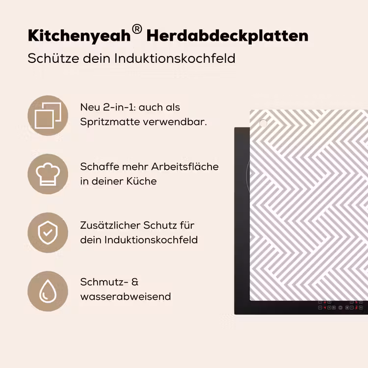 Grafisch - Patroon - Modern - Schuin Inductie beschemer met haakjes klein 777 -ky-usp-de