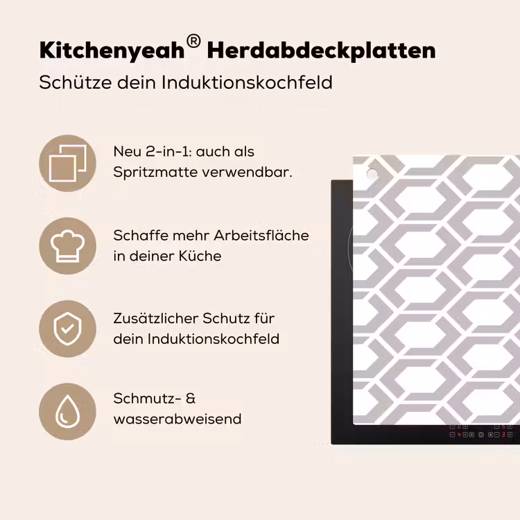 Grafisch - Patroon - Modern - Hexagon Inductie beschemer met haakjes klein 777 -ky-usp-de