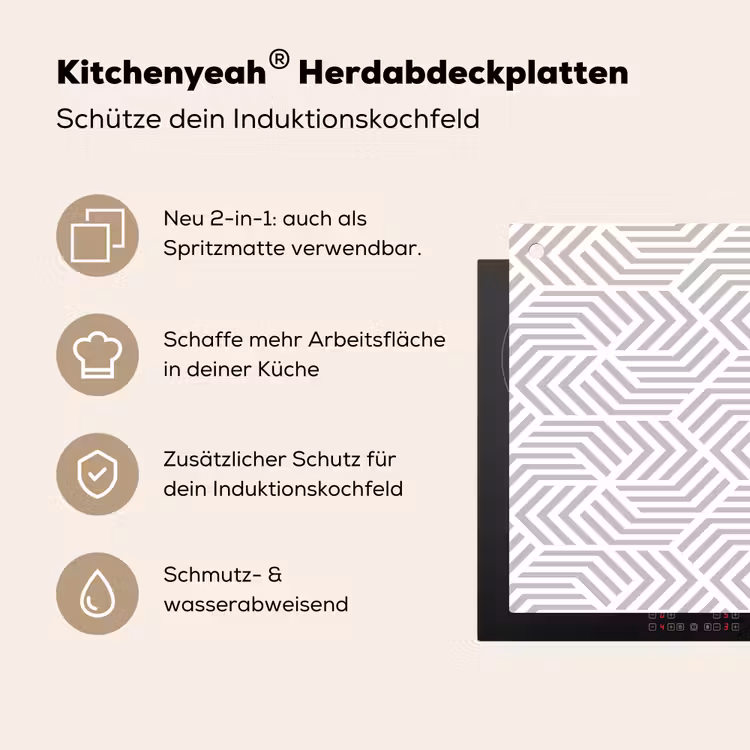 Grafisch - Patroon - Modern - Onderbroken Inductie beschemer met haakjes klein 777 -ky-usp-de