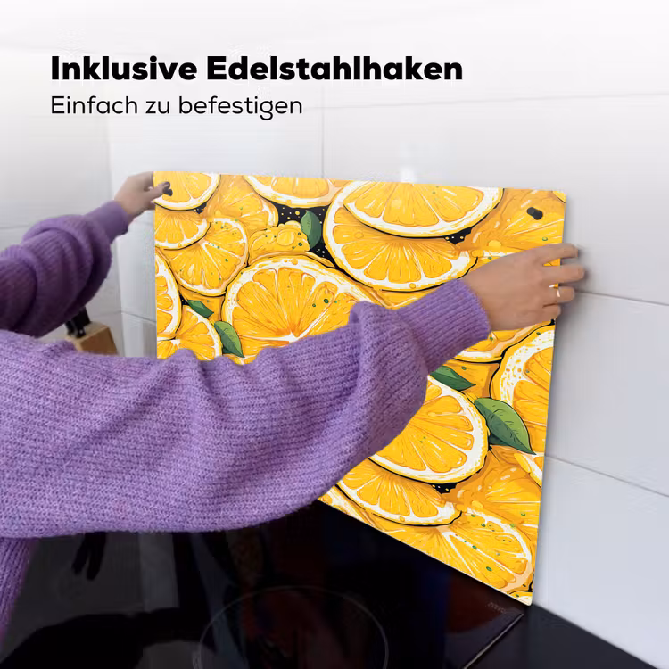Grafisch - Citroenschijven - Blaadjes Inductie beschemer met haakjes klein 777 -ky-ophangen-de