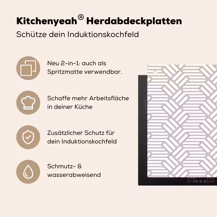 Grafisch - Patroon - Modern - Opvallend Inductie beschemer met haakjes klein 777 -ky-usp-de