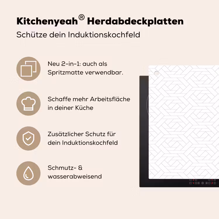 Grafisch - Patroon - Modern - Tegels Inductie beschemer met haakjes klein 777 -ky-usp-de