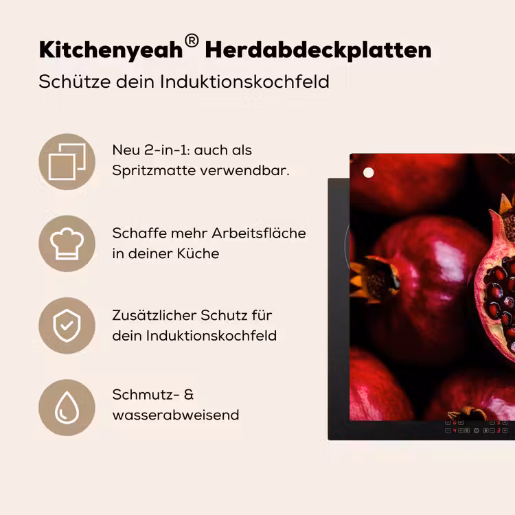 Granaatappel - Rood - Fruit Inductie beschemer met haakjes klein -ky-usp-de