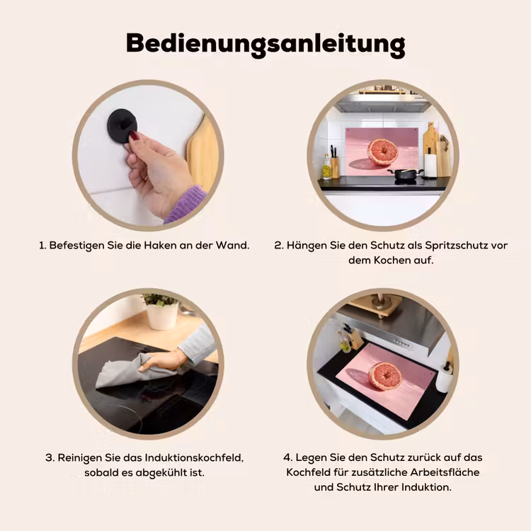 Grapefruit - Roze - Disco - Shiny Inductie beschemer met haakjes klein -ky-gebruik-de