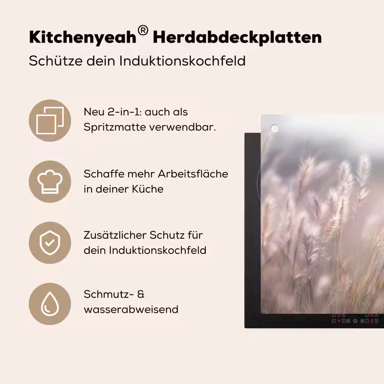 Graspluimen - Wind - Beige - Mistig Inductie beschemer met haakjes middel -ky-usp-de