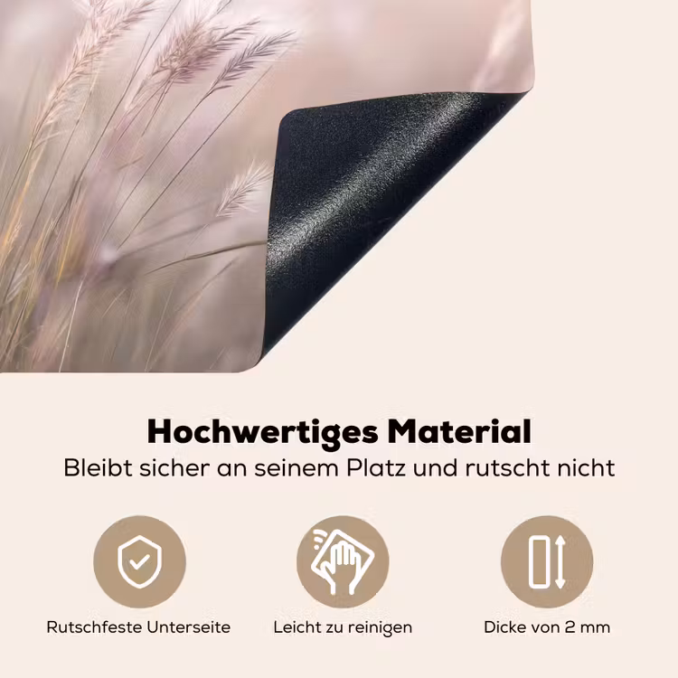 Graspluimen - Wind - Beige - Mistig Inductie beschemer met haakjes middel -ky-onderkant-de