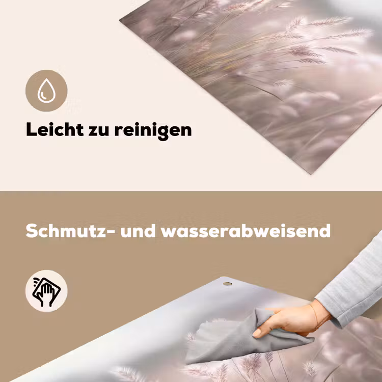 Graspluimen - Wind - Beige - Mistig Inductie beschemer met haakjes middel -ky-schoon-de