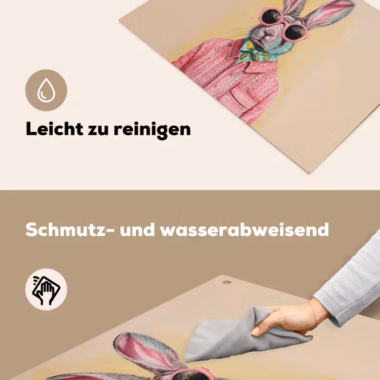 Grijs - Konijn - Blouse - Strik Inductie beschemer met haakjes klein -ky-schoon-de