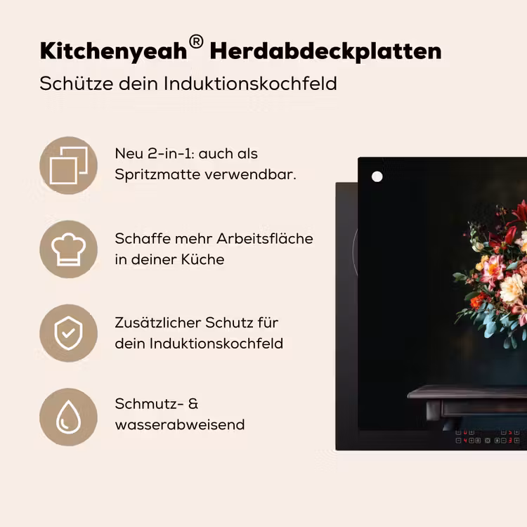 Groot - Bloemen - Vaas - Boeket Inductie beschemer met haakjes klein -ky-usp-de