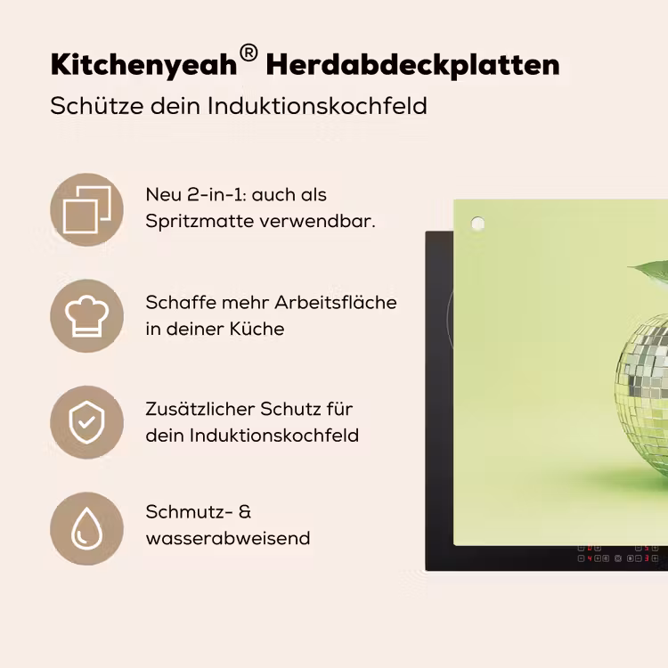Groen - Disco - Decoratie - Appel Inductie beschemer met haakjes klein -ky-usp-de