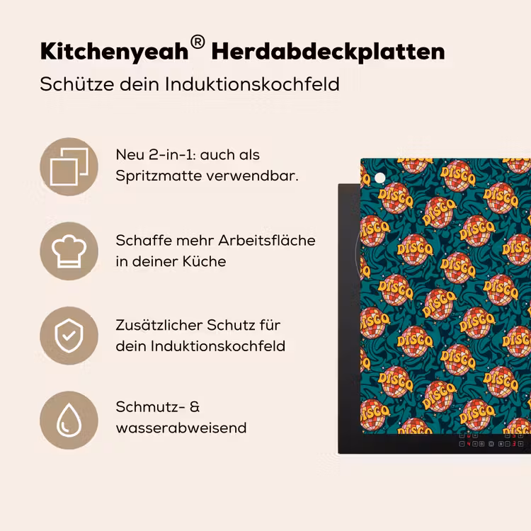 Groen - Disco - Patroon Inductie beschemer met haakjes klein 777 -ky-usp-de