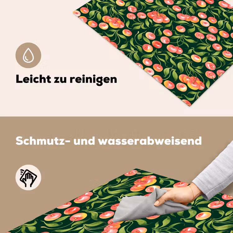 Groen - Rood - Kersen - Bladeren Inductie beschemer met haakjes klein 777 -ky-schoon-de