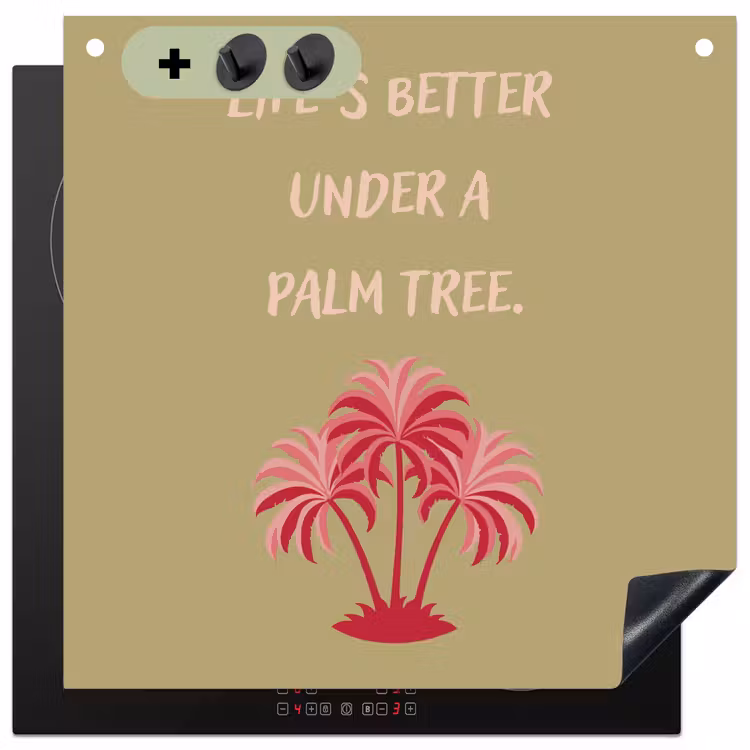 Groen - Zomer - Quote - Palmboom Inductie beschemer met haakjes middel -3d