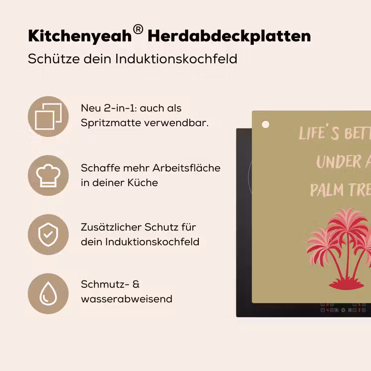 Groen - Zomer - Quote - Palmboom Inductie beschemer met haakjes middel -ky-usp-de