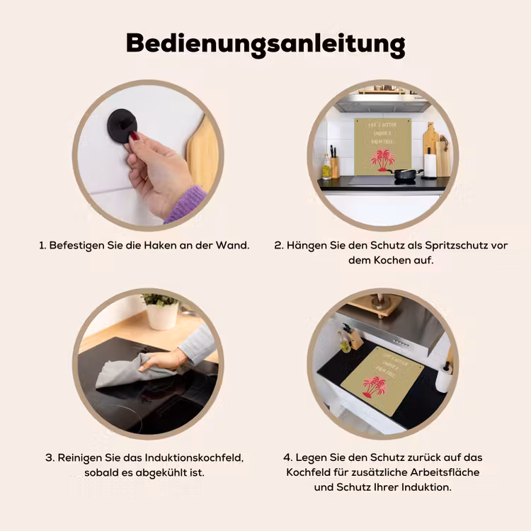 Groen - Zomer - Quote - Palmboom Inductie beschemer met haakjes middel -ky-gebruik-de