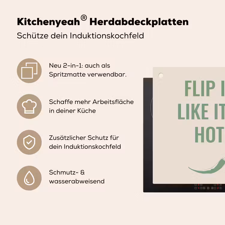Groen - Quote - Zomer - Chilipeper Inductie beschemer met haakjes middel -ky-usp-de