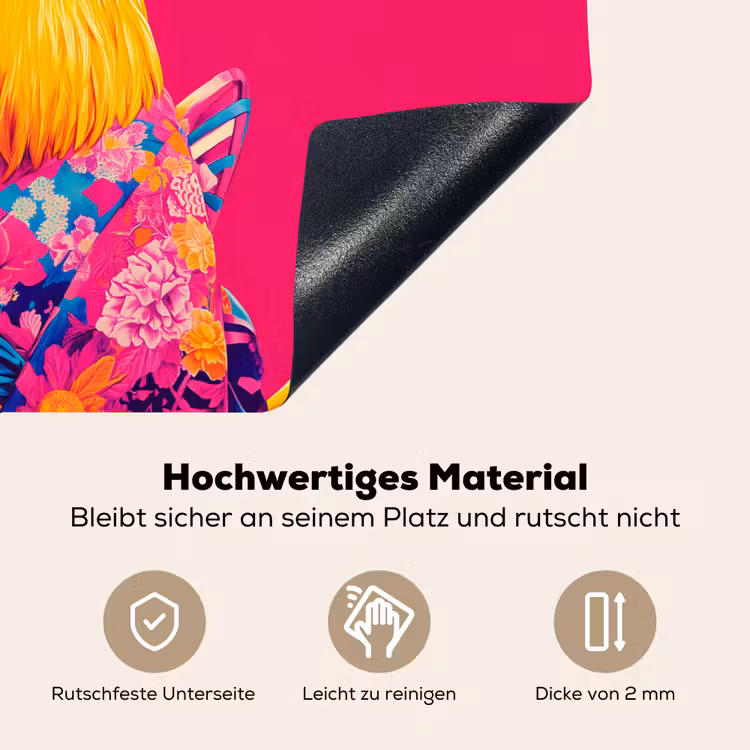 Haan - Kleurrijk - Kimono - Roze Inductie beschemer met haakjes klein -ky-onderkant-de