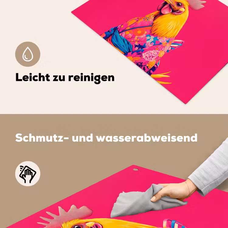Haan - Kleurrijk - Kimono - Roze Inductie beschemer met haakjes klein -ky-schoon-de