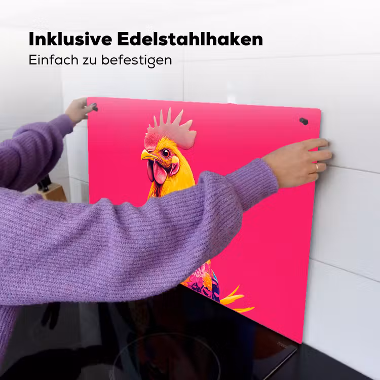 Haan - Kleurrijk - Kimono - Roze Inductie beschemer met haakjes klein -ky-ophangen-de