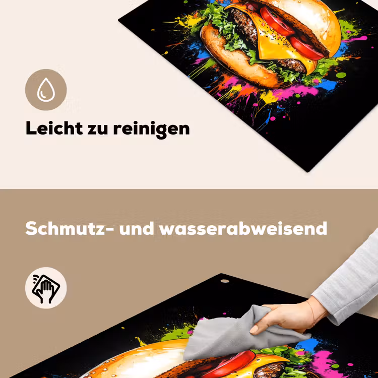 Hamburger - Graffiti - Verf - Kleurrijk - Eten - Abstract Inductie beschemer met haakjes klein -ky-schoon-de