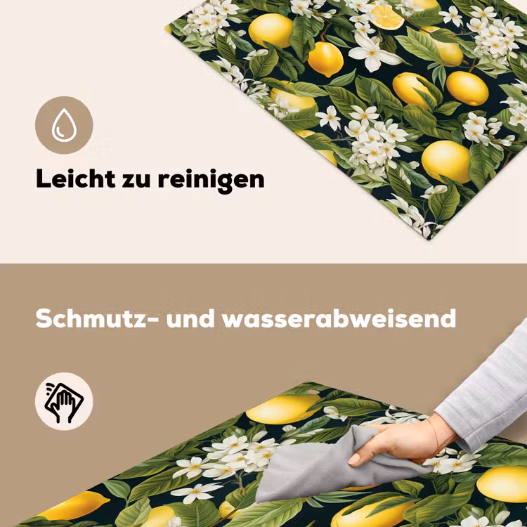 Hangende - Citroenen - Witte - Bloemetjes Inductie beschemer met haakjes klein 777 -ky-schoon-de