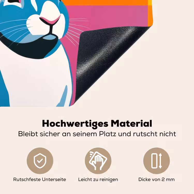 Haas - Kleurvakken - Oren - Roze Inductie beschemer met haakjes middel -ky-onderkant-de