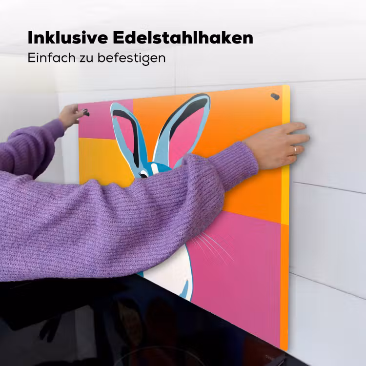 Haas - Kleurvakken - Oren - Roze Inductie beschemer met haakjes middel -ky-ophangen-de