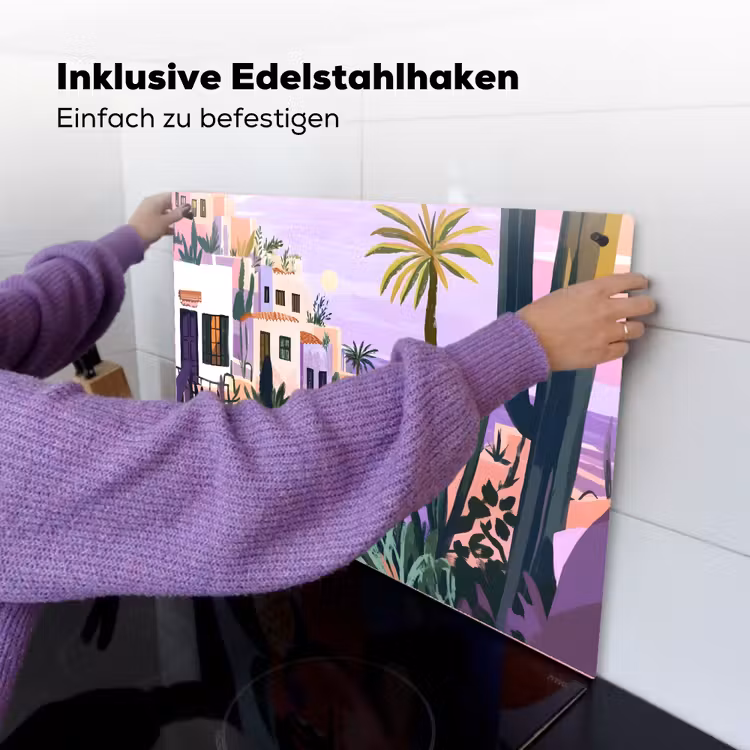Huizen - Minimalistisch - Palmbomen - Kust Inductie beschemer met haakjes klein -ky-ophangen-de