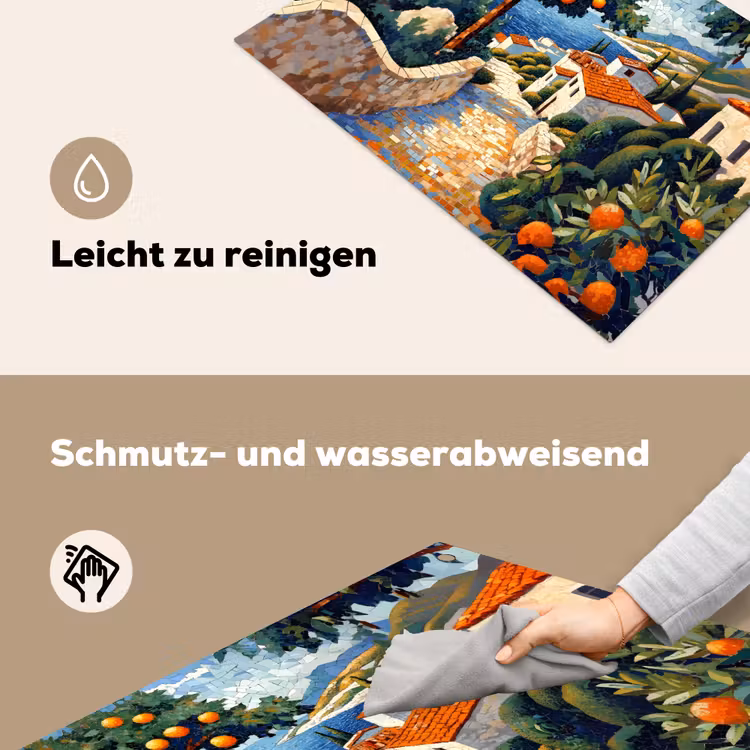Huizen - Mozaïek - Sinaasappelbomen - Zee Inductie beschemer met haakjes klein -ky-schoon-de