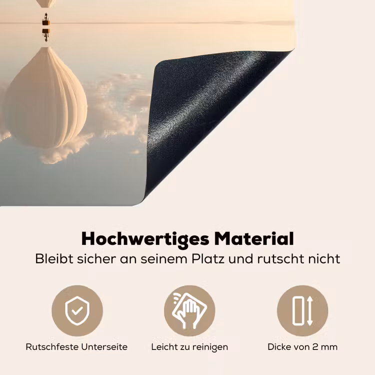 Luchtballon - Wolken - Water - Blauw Inductie beschemer met haakjes middel -ky-onderkant-de