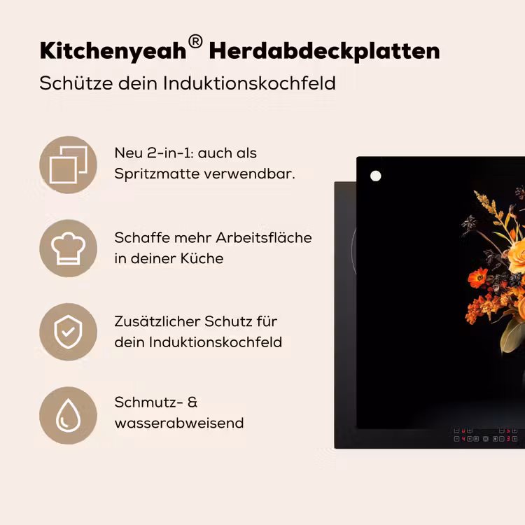 Herfst - Boeket - Oranje Inductie beschemer met haakjes klein -ky-usp-de