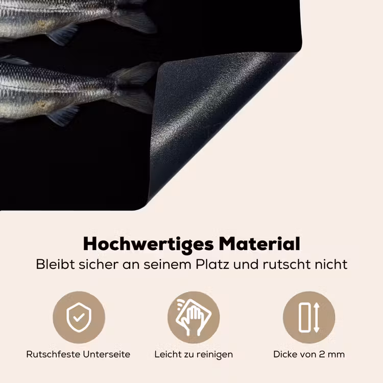 Haring - Vissen - Zwart Inductie beschemer met haakjes klein -ky-onderkant-de