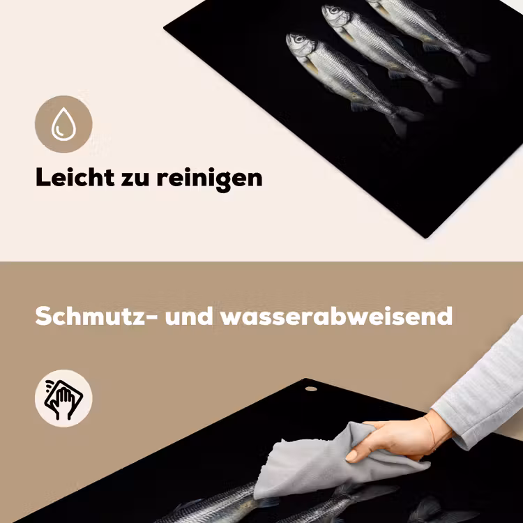 Haring - Vissen - Zwart Inductie beschemer met haakjes klein -ky-schoon-de
