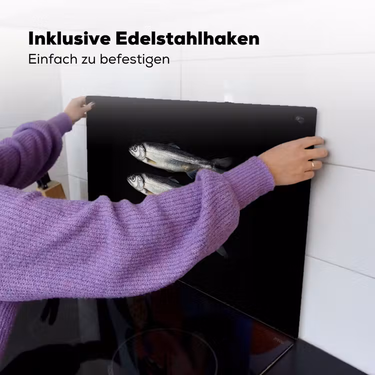 Haring - Vissen - Zwart Inductie beschemer met haakjes klein -ky-ophangen-de
