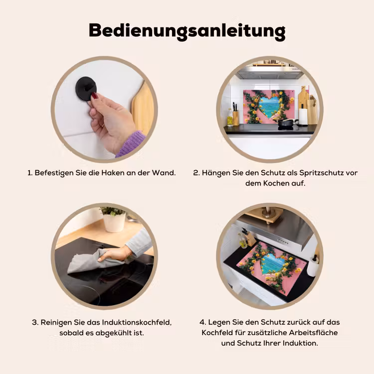 Hart - Zee - Muur Inductie beschemer met haakjes klein -ky-gebruik-de