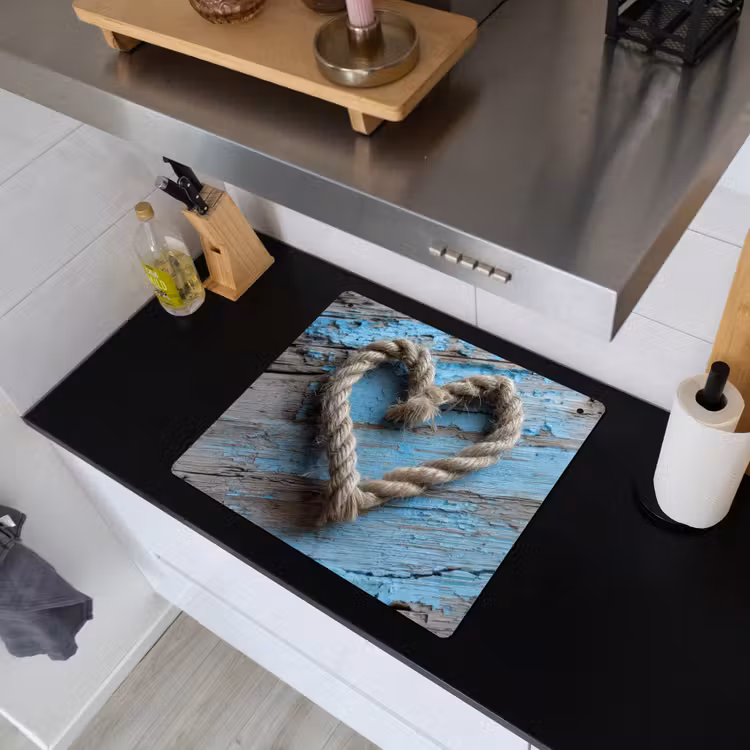 Hart - Touw - Hout - Rustiek Inductie beschemer met haakjes middel -sfeer1