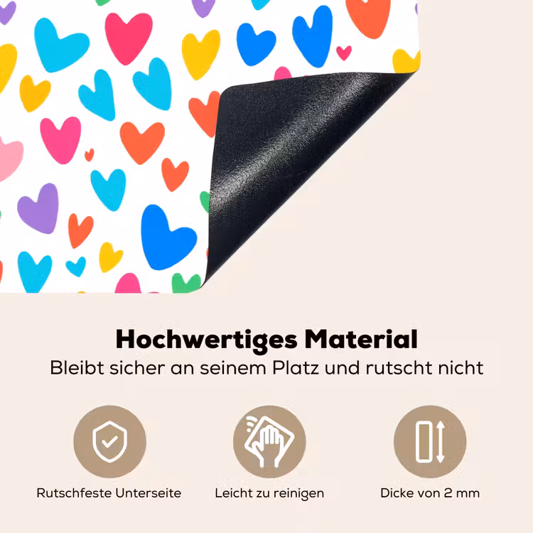 Hartjes - Kleurrijk - Patroon - Levendig Inductie beschemer met haakjes klein -ky-onderkant-de
