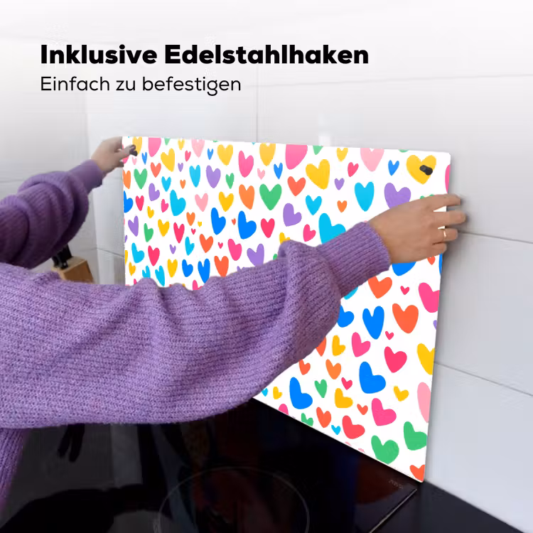 Hartjes - Kleurrijk - Patroon - Levendig Inductie beschemer met haakjes klein -ky-ophangen-de
