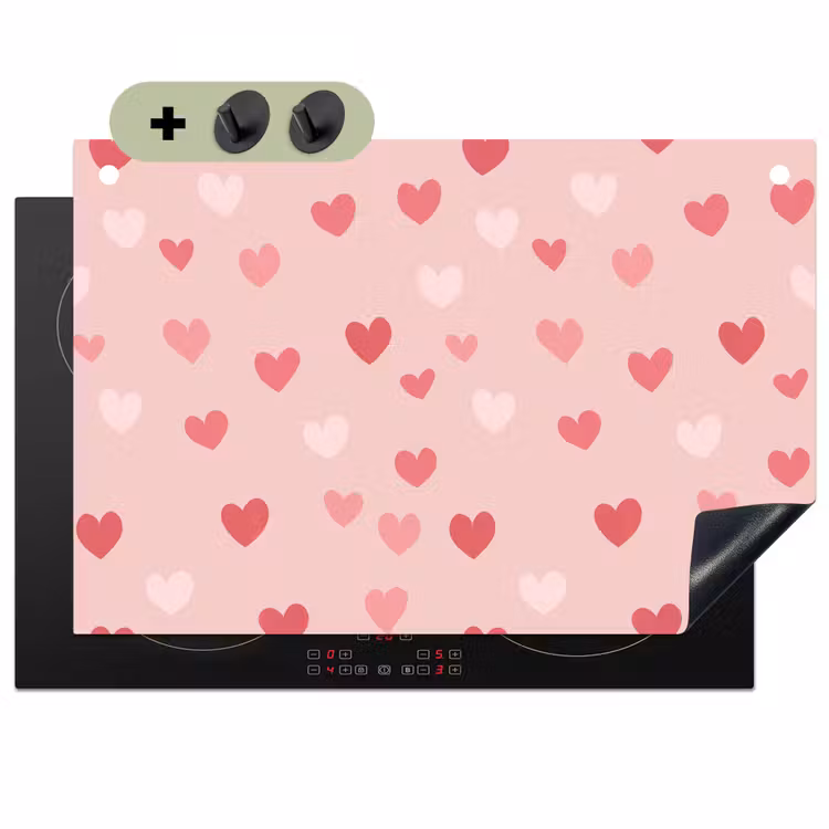 Hartjes - Patroon - Roze Inductie beschemer met haakjes klein -3d