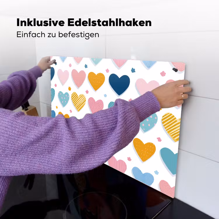 Hartjes - Pastel - Patroon Inductie beschemer met haakjes klein -ky-ophangen-de