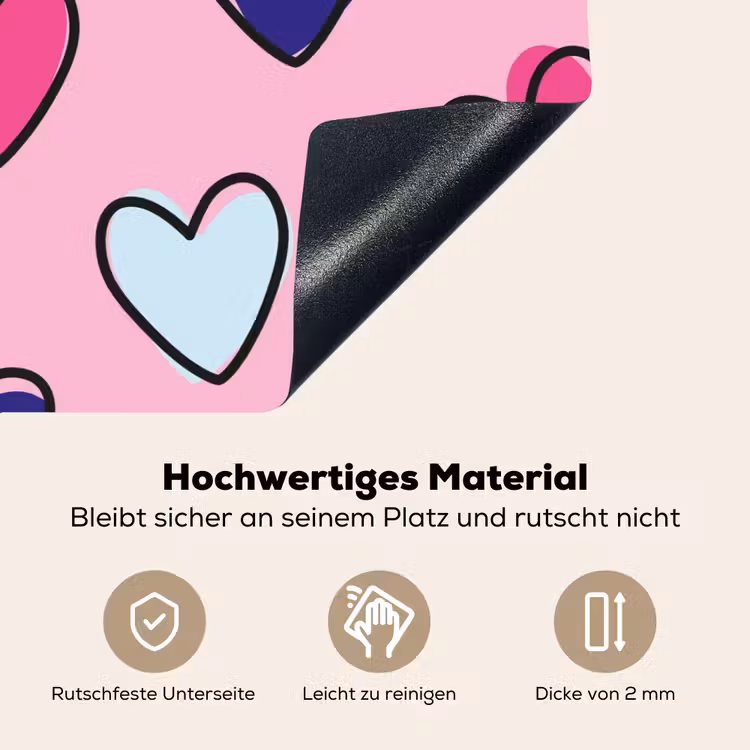 Hartjes - Valentijn - Patroon - Kleurrijk Inductie beschemer met haakjes klein -ky-onderkant-de