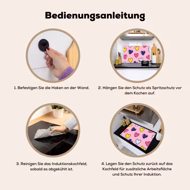 Hartjes - Valentijn - Patroon - Kleurrijk Inductie beschemer met haakjes klein -ky-gebruik-de