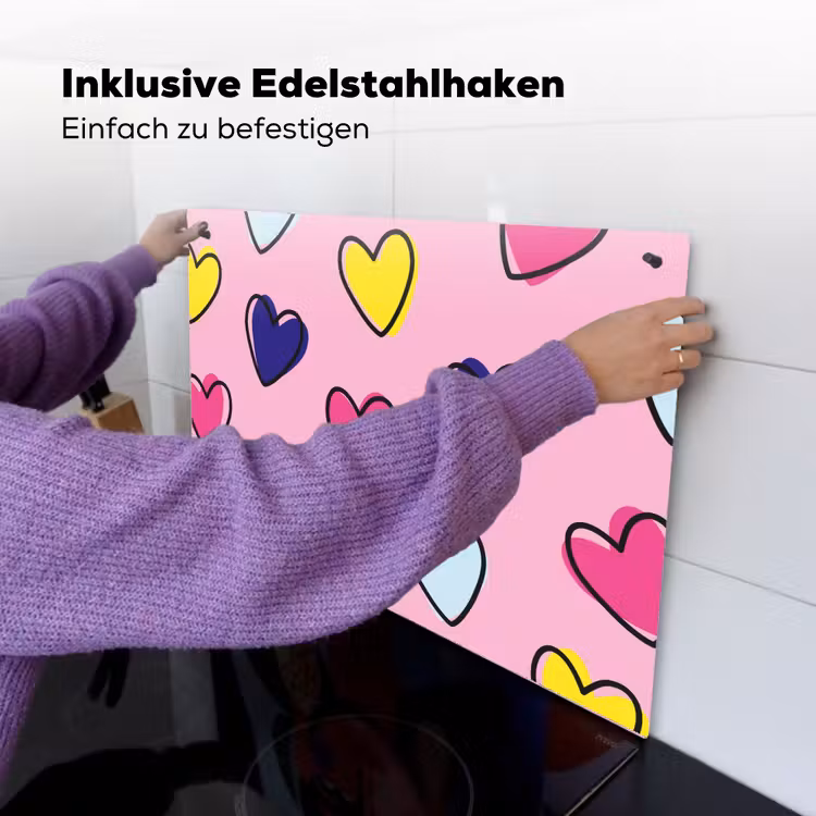 Hartjes - Valentijn - Patroon - Kleurrijk Inductie beschemer met haakjes klein -ky-ophangen-de