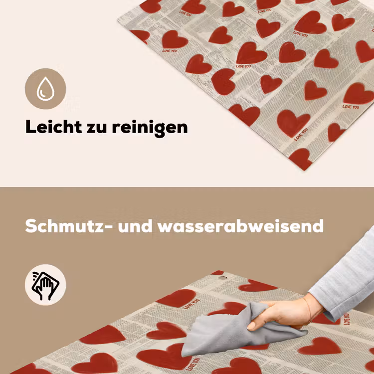 Hartjes - Krant - Loveyou Inductie beschemer met haakjes klein -ky-schoon-de